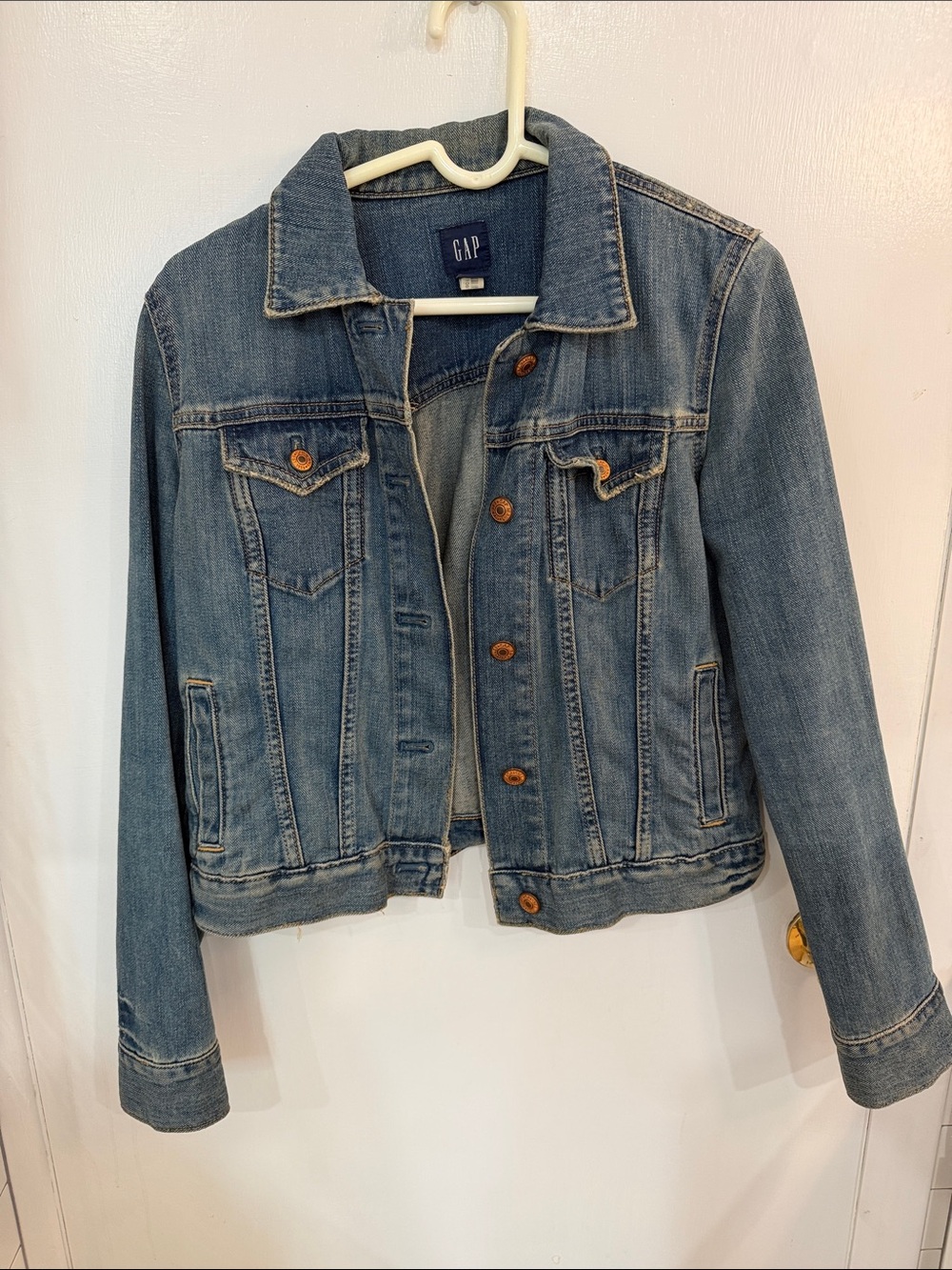 GAP Blue Women's Denim Jacket with Button Front, Vest Pockets/Size M